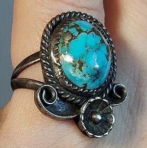 Navajo Sterling Turquoise Ring • Signed JL • Size 6